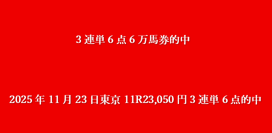 2025年11月23日東京11R23,050円3連単6点的中