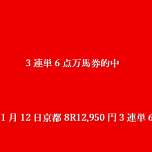 2026年1月12日京都8R12,950円3連単6点的中