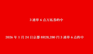 2026年1月24日京都8R28,280円3連単6点的中