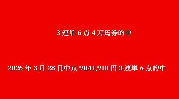 2026年3月28日中京9R41,910円3連単6点的中